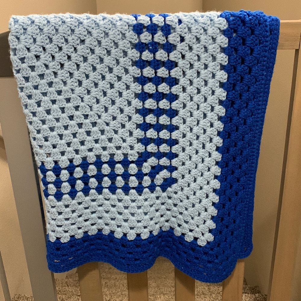 Baby Boy Blue Crochet Afghan Blanket Baby Blanket